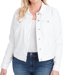 Jessica Simpson Plus Size white Pixie Long Sleeve Denim Jacket